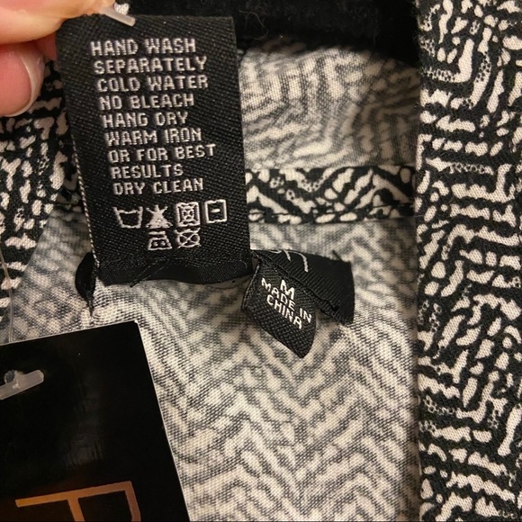 Papillon Gray Herringbone Open Front Cardigan Draped Cascade Long Sweater Medium - Picture 6 of 7